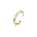 Polished gold plated open toe ring featuring a vibrant synthetic opal inlay for women - Full 925 Sterling Silver / Gold