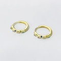Elegant gold hoop earrings with multi-color zircon stones on white background - 925 Silver / Gold