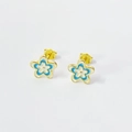 Orecchini a fiore in argento S925 con smalto blu e bianco e finitura dorata - Argento 925 / Oro