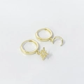 Orecchini asimmetrici in argento S925 dorato con stella, luna e pietre di zircone - Argento 925 / Oro