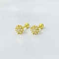 Elegant gold flower cluster earrings with zircon stones and secure screw-back closure - 925 Silver / Gold