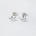 Elegantes pendientes de corona en plata de ley S925 con circonitas brillantes en plata - Estilo Corona (ED101) / Oro Blanco