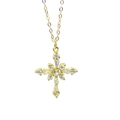 Collana con croce in argento S925 minimalista con diamanti incastonati e catena sottile - Argento 925 / Oro