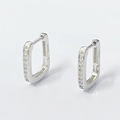 Elegant S925 sterling silver square hoop earrings with sparkling cubic zirconia pavé - 925 Silver / White Gold