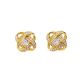 Eleganti orecchini a lobo in argento S925 dorati con zirconi a incrocio raffinati - Argento 925 / Oro