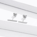 Minimalistische 925er Sterlingsilber Stabohrringe mit poliertem Finish und Schmetterlingsverschluss - Silber