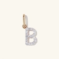 Pendente lettera B in argento S925 oro rosa con pavé di zirconi cubici scintillanti - Argento 925 / Oro 18K + Oro Bianco (B)
