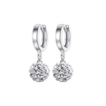 Boucles d'oreilles créoles en argent S925 avec pendentif boule sertie de cristaux brillants - Style Boule 8mm / Argent 925 / Platine
