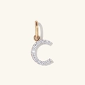 Pendente lettera C scintillante in argento 925 con diamanti pavé e finitura oro rosa - Argento 925 / Oro 18K + Oro Bianco (C)