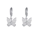 Orecchini pendenti a farfalla in argento S925 con zirconi bianchi e chiusura a leva - Argento Sterling 925 Completo / Platino