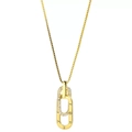 Goldene Halskette mit ineinandergreifenden Ovalen, Zirkonia und FOREVER-Gravur - Gold