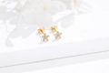 Détail de boucles d'oreilles étoiles en argent S925 doré avec zircons blancs brillants - Argent 925 / Or