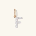 Letter F pendant in S925 sterling silver with sparkling pavé cubic zirconia - 925 Silver / 18K Gold + White Gold (F)