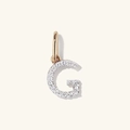 Luxury S925 sterling silver pave-set crystal letter G pendant in two-tone gold finish - 925 Silver / 18K Gold + White Gold (G)
