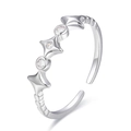 Irregular star S925 sterling silver open ring with sparkling cubic zirconia crystals - Adjustable Open / Platinum