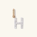 Elegant rose gold S925 silver letter H pendant with shimmering pavé diamond setting - 925 Silver / 18K Gold + White Gold (H)