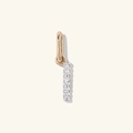 S925 sterling silver two-tone long bar pendant with micro-pave white zircon stones - 925 Silver / 18K Gold + White Gold (I)