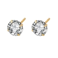 Orecchini classici in argento S925 con zirconi tondi e montatura a 4 griffe dorata - 4mm / Argento 925 Placcato Oro