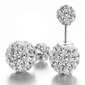Orecchini a doppia sfera in argento 925 con cristalli Shamballa bianchi brillanti - 6-10mm / Argento Strass Bianco