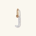 S925 sterling silver letter J pendant with micro-pave diamonds and rose gold bail - 925 Silver / 18K Gold + White Gold (J)