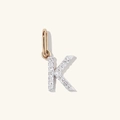 Micro-paved S925 sterling silver letter K pendant with golden bail and shimmering zircons - 925 Silver / 18K Gold + White Gold (K)