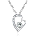 Elegante ciondolo a cuore in argento S925 con zircone viola centrale e piccoli diamanti incastonati - Ciondolo Piccolo con Strass Bianco Con Catena a Croce / Argento 925