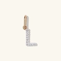 Sparkling S925 sterling silver pave letter L pendant in elegant rose gold finish - 925 Silver / 18K Gold + White Gold (L)