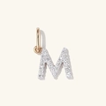 Elegant S925 silver letter M pendant with sparkling pavé crystals and gold clasp - 925 Silver / 18K Gold + White Gold (M)
