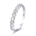 Minimalistischer S925 Sterlingsilber Ring mit Wassertropfen Design und Zirkonia Steinen - Einstellbar Offen / Platin
