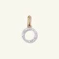 S925 sterling silver pave setting crystal round pendant in rose gold finish - 925 Silver / 18K Gold + White Gold (O)