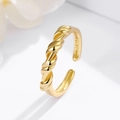 Minimalist S925 sterling silver knotted open ring with elegant twisted gold finish - Adjustable Open / Gold