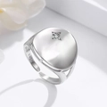 Minimalistischer S925 Sterlingsilber Ring mit Stern-Zirkonia und polierter Oberfläche - Einstellbar Offen / Platin