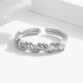 Elegant S925 sterling silver twisted knot ring with a minimalist open adjustable design - Adjustable Open / Platinum