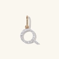 Sparkling S925 sterling silver pave-set letter Q pendant with two-tone gold accent - 925 Silver / 18K Gold + White Gold (Q)