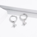 Pendientes de aro en plata S925 con colgantes de trébol y circonitas brillantes - Plata 925 / Oro Blanco