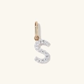 S925 silver letter S pendant in rose gold finish with micro-paved crystal diamonds - 925 Silver / 18K Gold + White Gold (S)