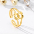 Minimalist double layer golden open ring with decorative knot design for women - Adjustable Open / 18K Gold
