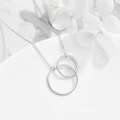 Elegante collana con doppi cerchi intrecciati in argento sterling S925 da donna - Argento 925 / Platino