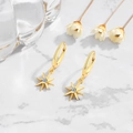 Orecchini a stella in argento S925 dorato con zircone su base di marmo - Oro