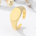 Minimalist S925 sterling silver adjustable oval signet ring in gold finish for women - Adjustable Open / Gold