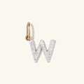S925 sterling silver W-letter pendant with pavé diamonds on a minimalist gold bail - 925 Silver / 18K Gold + White Gold (W)