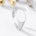 Minimalist S925 sterling silver signet ring with adjustable open band and polished finish - Platinum