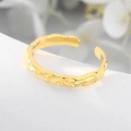 Irregular hammered gold S925 sterling silver open ring with unique foil texture for women - Adjustable Open / Gold