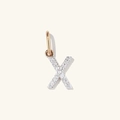 Sparkling S925 sterling silver letter X pendant with full diamond pavé and gold bail loop - 925 Silver / 18K Gold + White Gold (X)