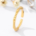 Polierter goldener offener Ring mit horizontaler Rillenstruktur für Damen, verstellbar - Einstellbar Offen / Gold