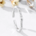 S925 Sterlingsilber Ring mit geometrischem Muster und mattierter Oberfläche für Damen - Einstellbar Offen / Platin