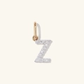 Sparkling S925 sterling silver Z letter pendant with full pavé diamonds in gold finish - 925 Silver / 18K Gold + White Gold (Z)