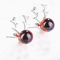 Orecchini a perno con corna di renna in argento 925 e gemme di cristallo rosso granato - Argento 925 / Corna di Cervo Rosso Granato