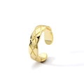 Macro detail of golden quilted pattern and polished finish on the open ring surface - Narrow Version / Gold