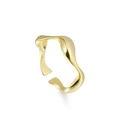 Modern 925 sterling silver minimalist wavy ring with polished golden finish - Adjustable Open / Gold